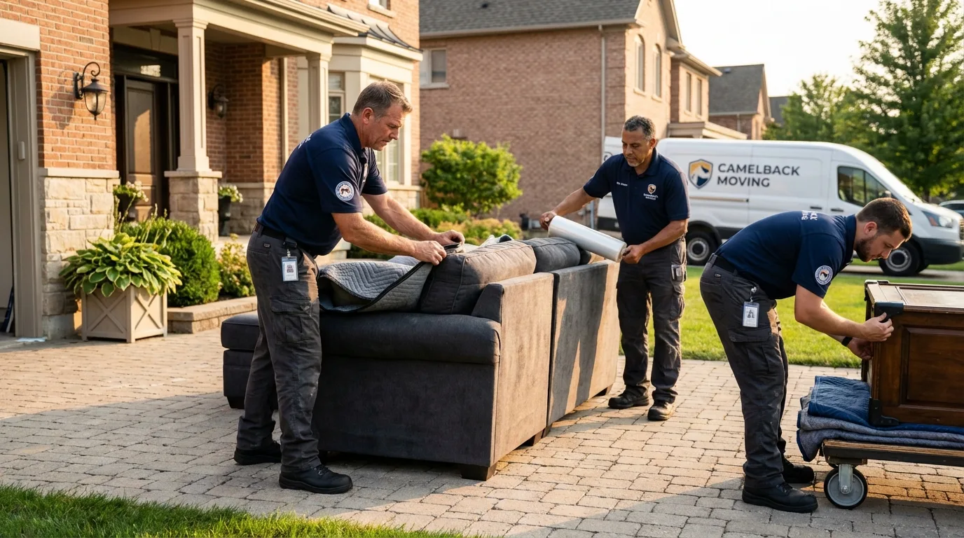 Large estate moving crew wrapping furniture in West Plains, MO