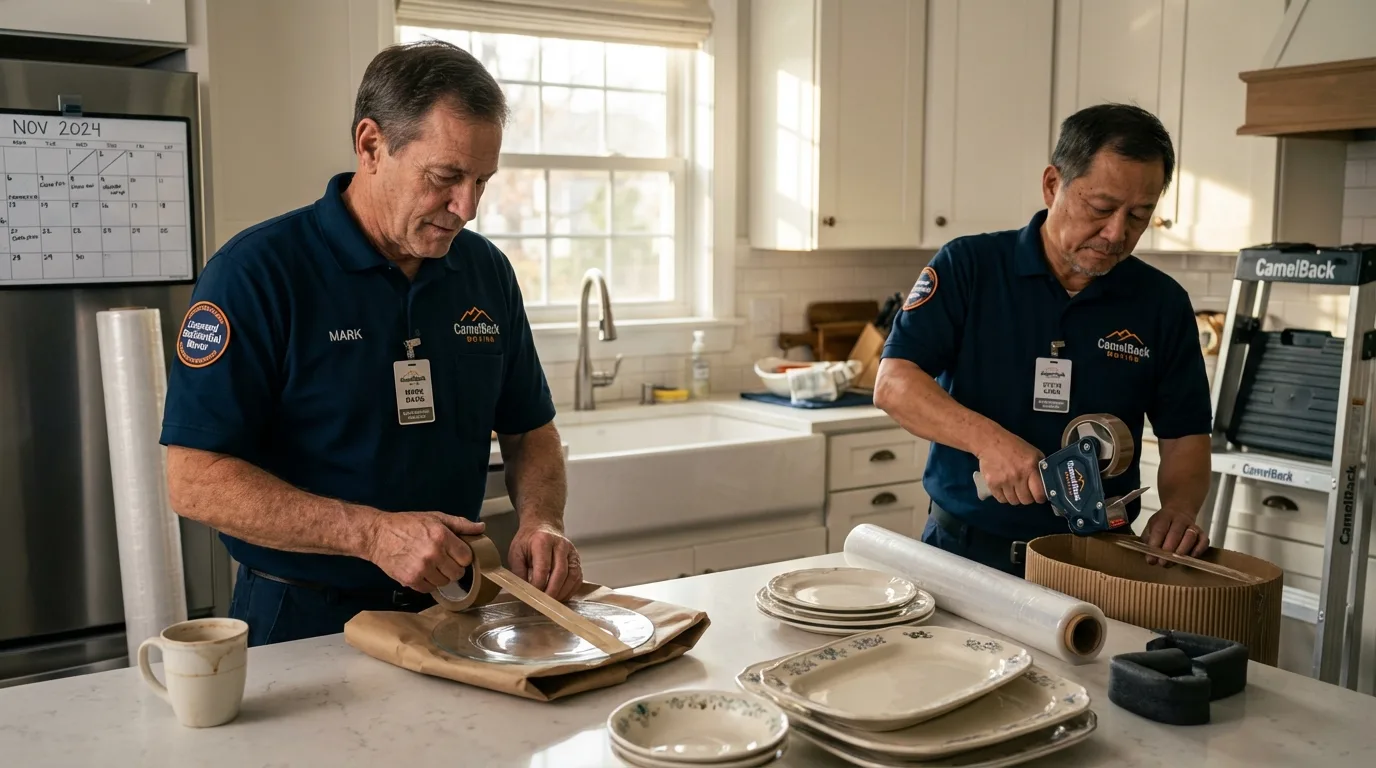 Professional crew packing kitchen dishware in West Plains, MO